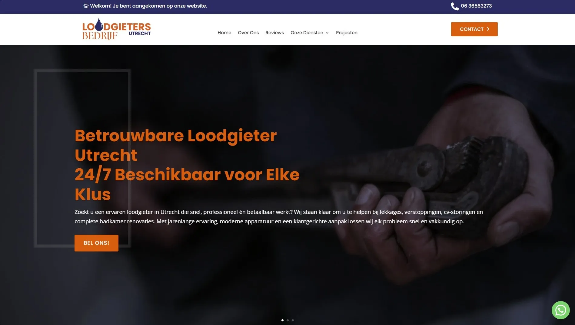 De vernieuwde website van Loodgietersbedrijf Utrecht