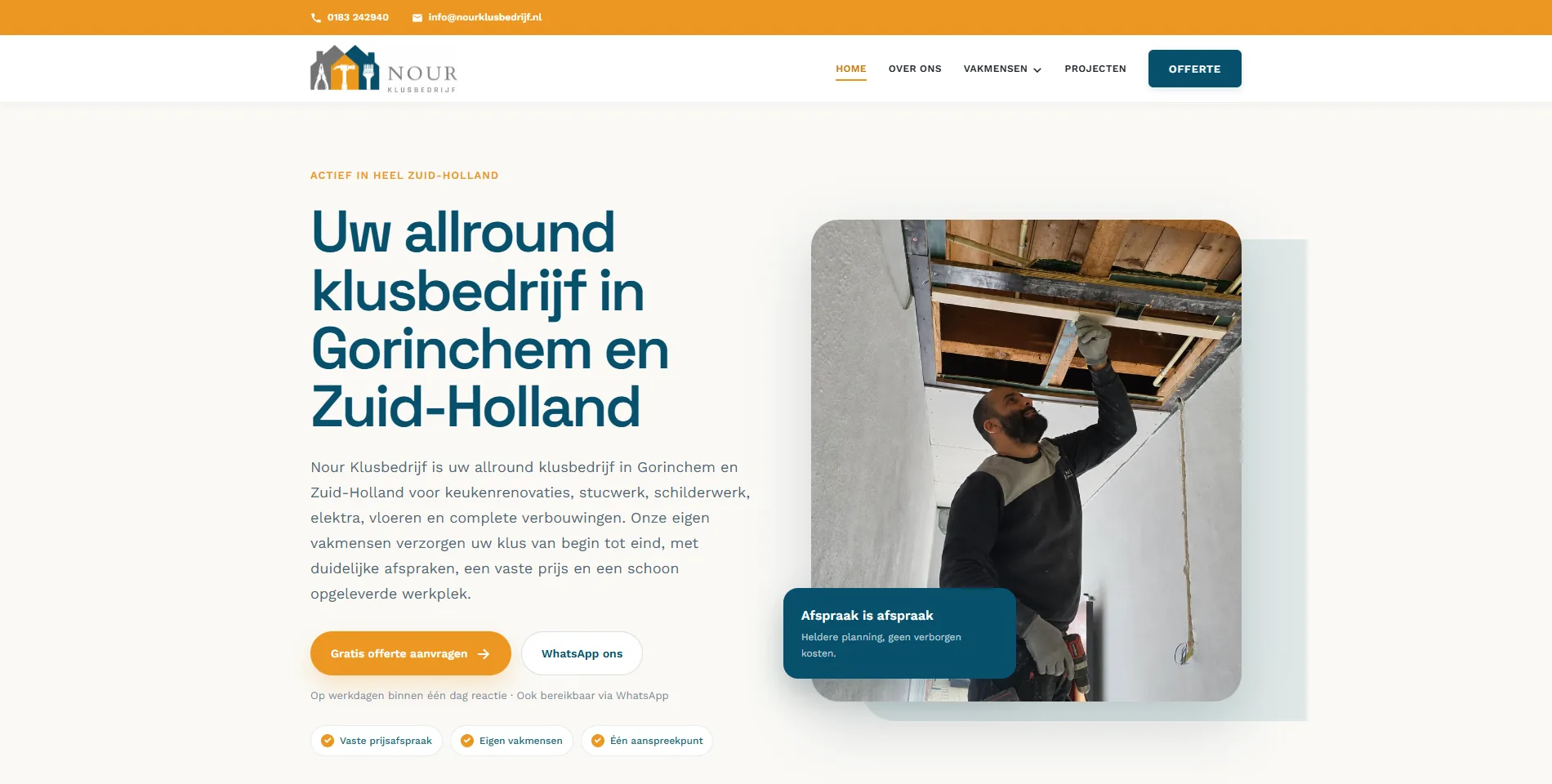 De nieuwe website van Nour Klusbedrijf