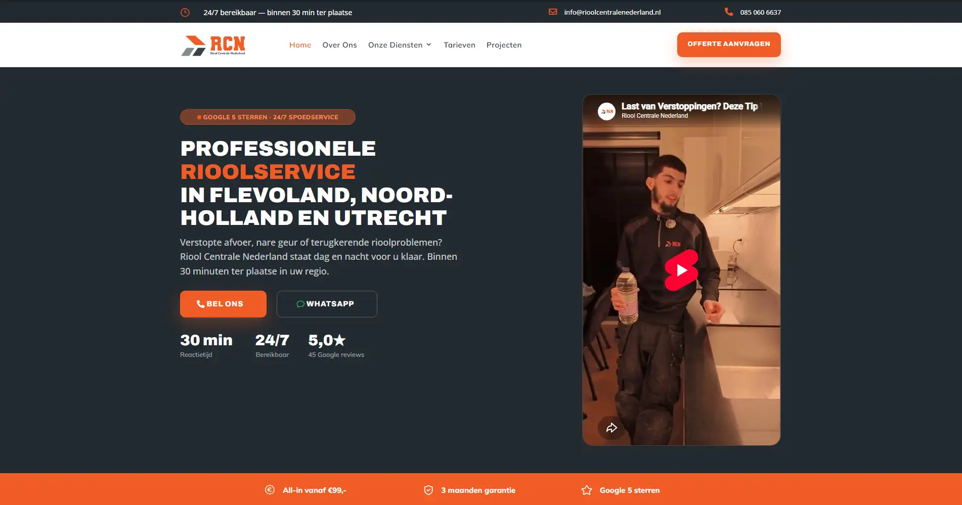De vernieuwde homepage van Riool Centrale Nederland