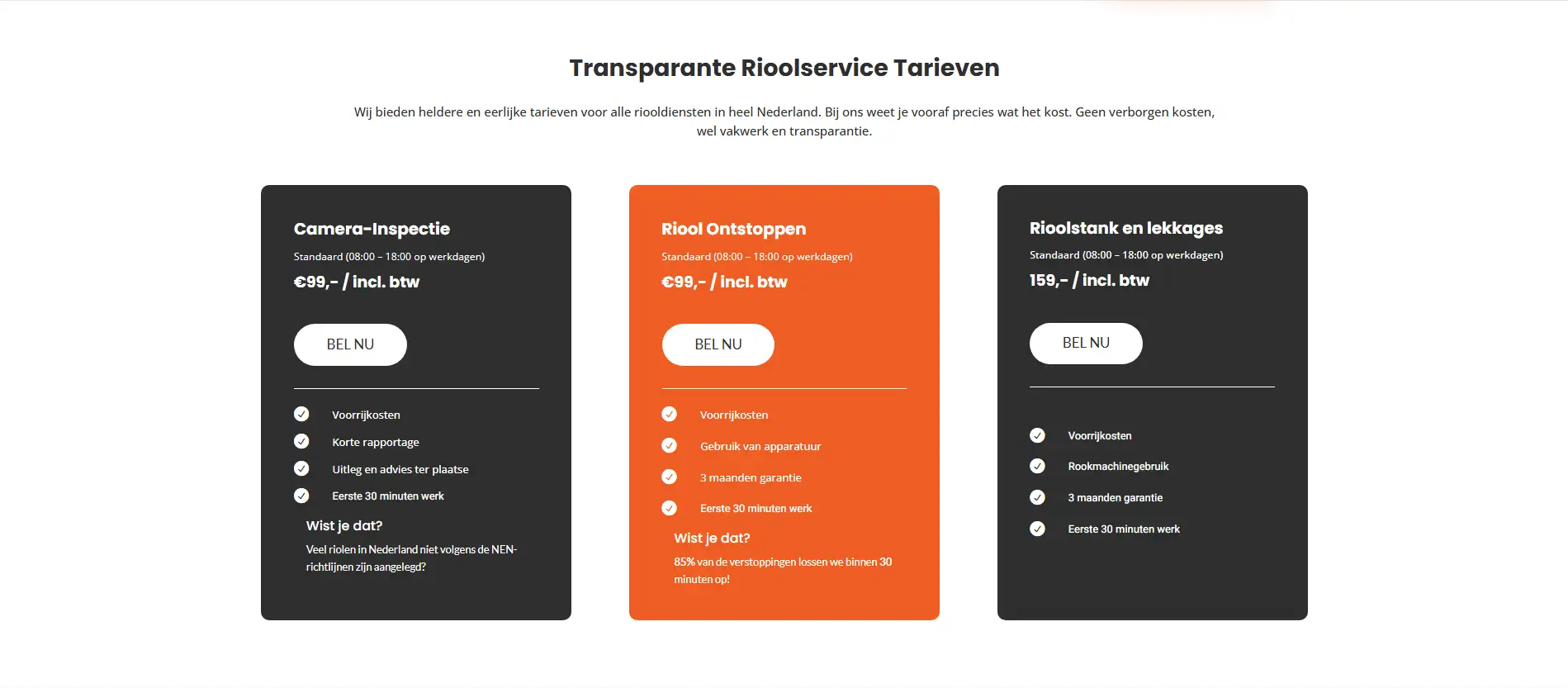 Homepage, tweede sectie van Riool Centrale Nederland, voor de vernieuwing
